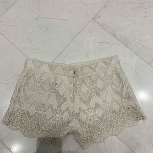 Grey/cream lace shorts
